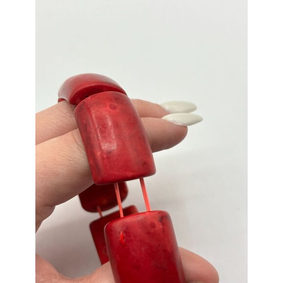 Chunky Red Resin Stretch Bracelet - Picture 4 of 5